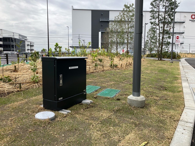 大型物件の自動散水システム